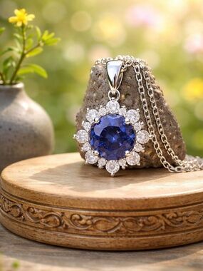 New London Blue Topaz Pendant, Sterling Silver, December Birthstone